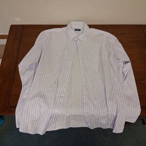 Breuer Purple and White Striped Button Down, Size Large